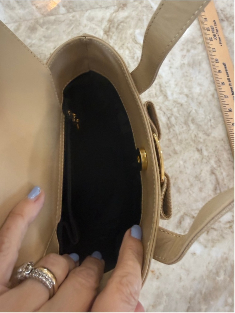 Salvatore Ferragamo Mini hand Bag Beige Gold, ribbon bow, Italian - Picture 3 of 9